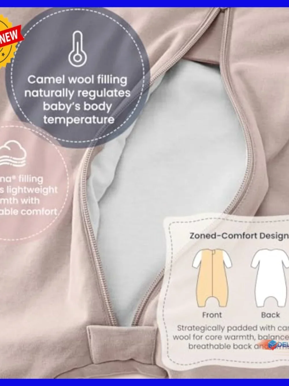 Toddler Sleep Sack with Feet Split Legs 1.0 Tog Organic Cotton 3T-4T